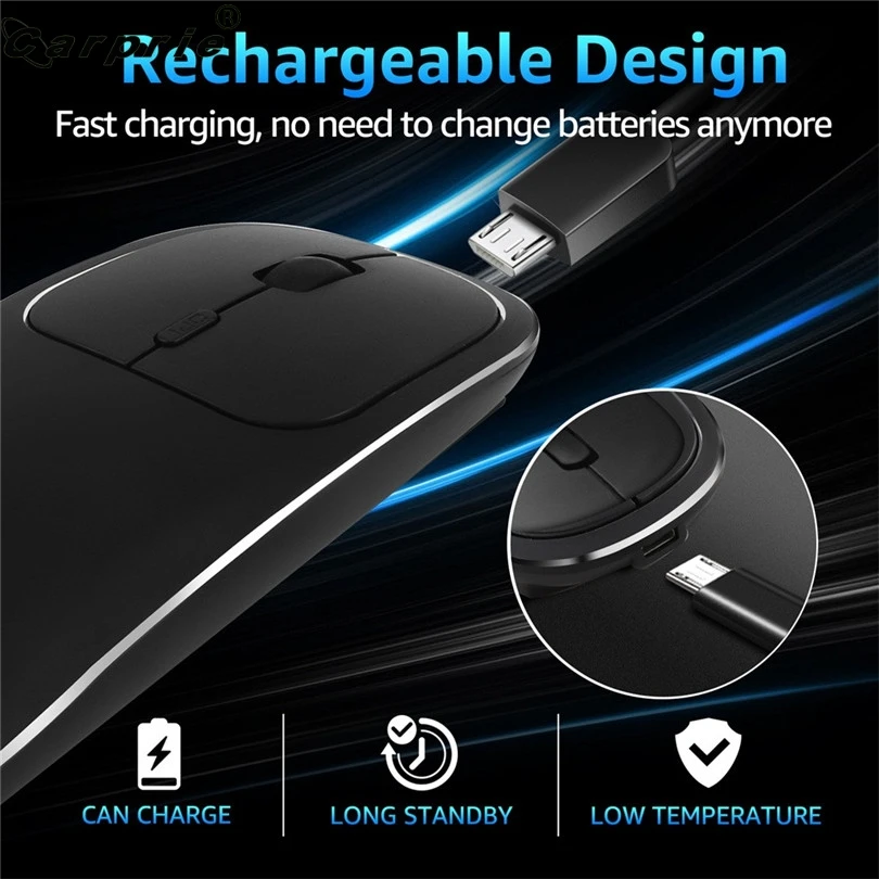CARPRIE 1 шт. перезаряжаемая Беспроводная Bluetooth-совместимая мышь 2 4 ГГц металлическая