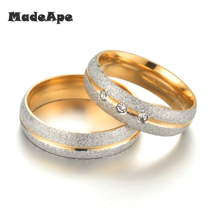 MadApe новые полые кольца для пар золотого цвета из нержавеющей стали обручальное