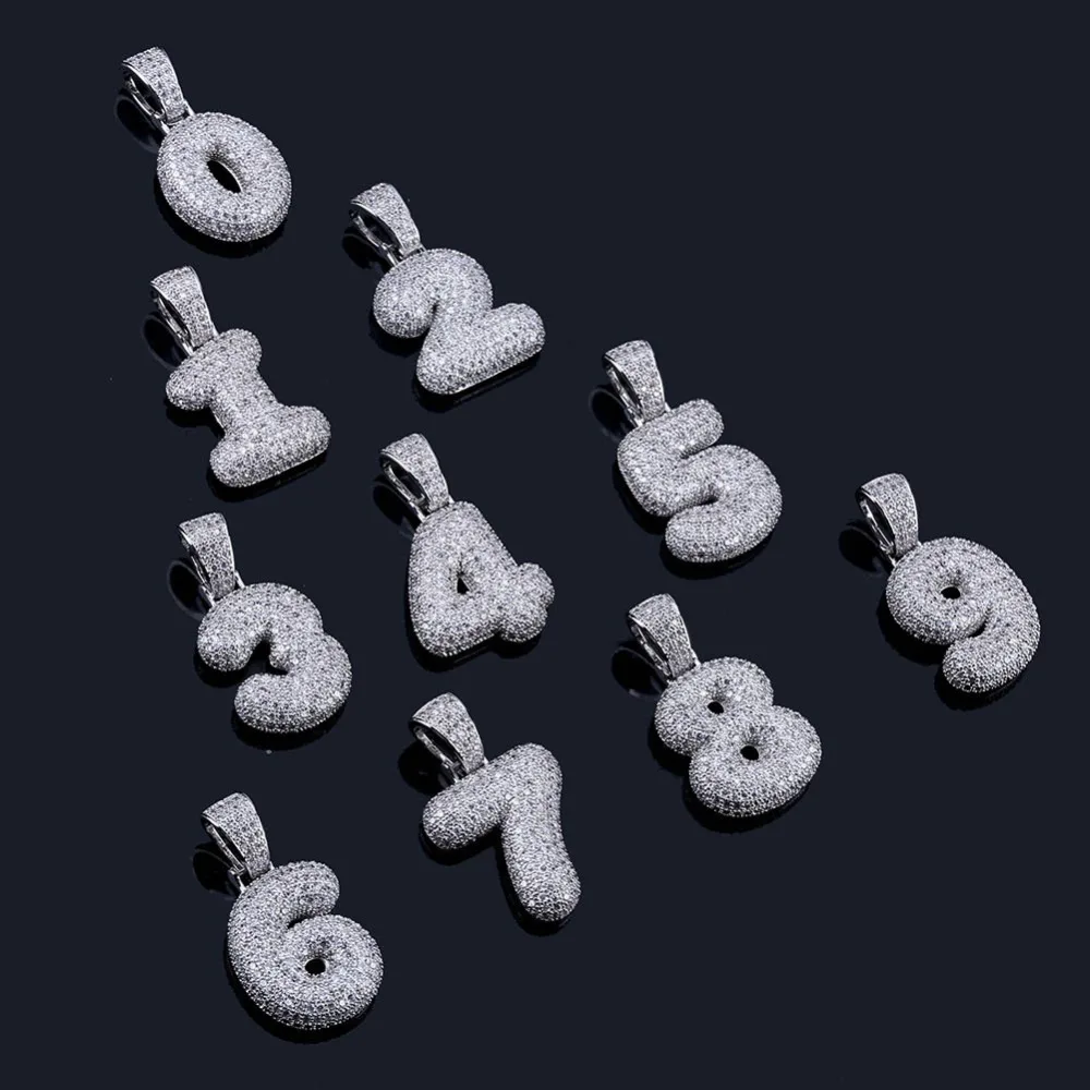 Хип хоп AAA Bling кубический циркон 0 9 цифровые ожерелья и подвески для мужчин женщин