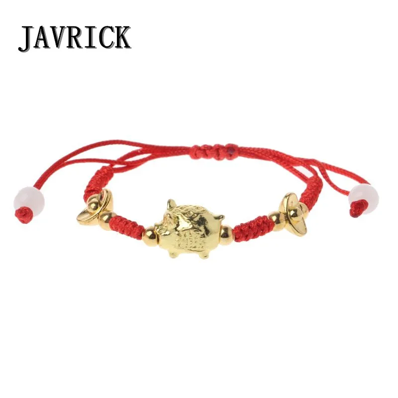 JAVRICK китайский фэн шуй Золотая свинка Lucky Kabbalah красные плетеные браслеты