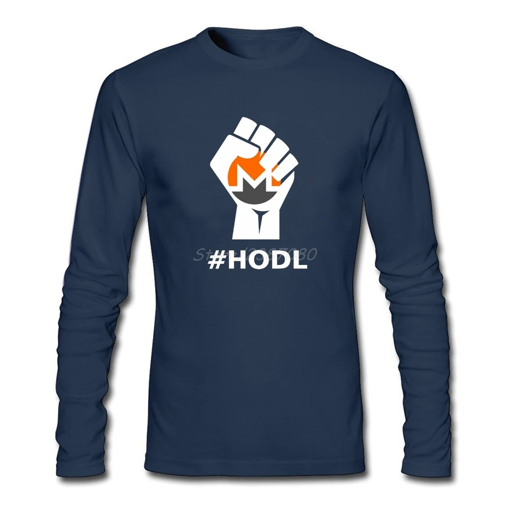 HODL монеро XMR логотип футболка с длинным рукавом Одежда сшитая на заказ для мужчин