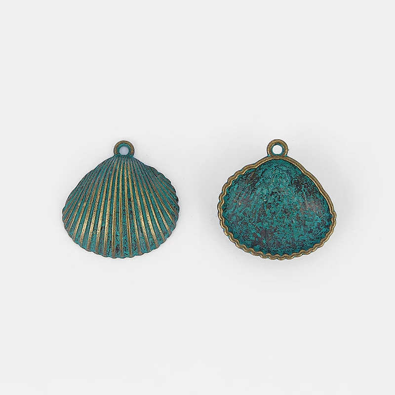 10 шт патина вердигрис амулеты гребешок Веер ракушка металлический кулон для