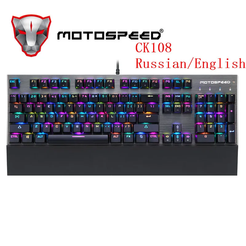 Motospeed CK108 RGB синий переключатель Механическая русская клавиатура Игровой проводной светодиодный BacklitAnti-Ghosting для геймера ПК настольный