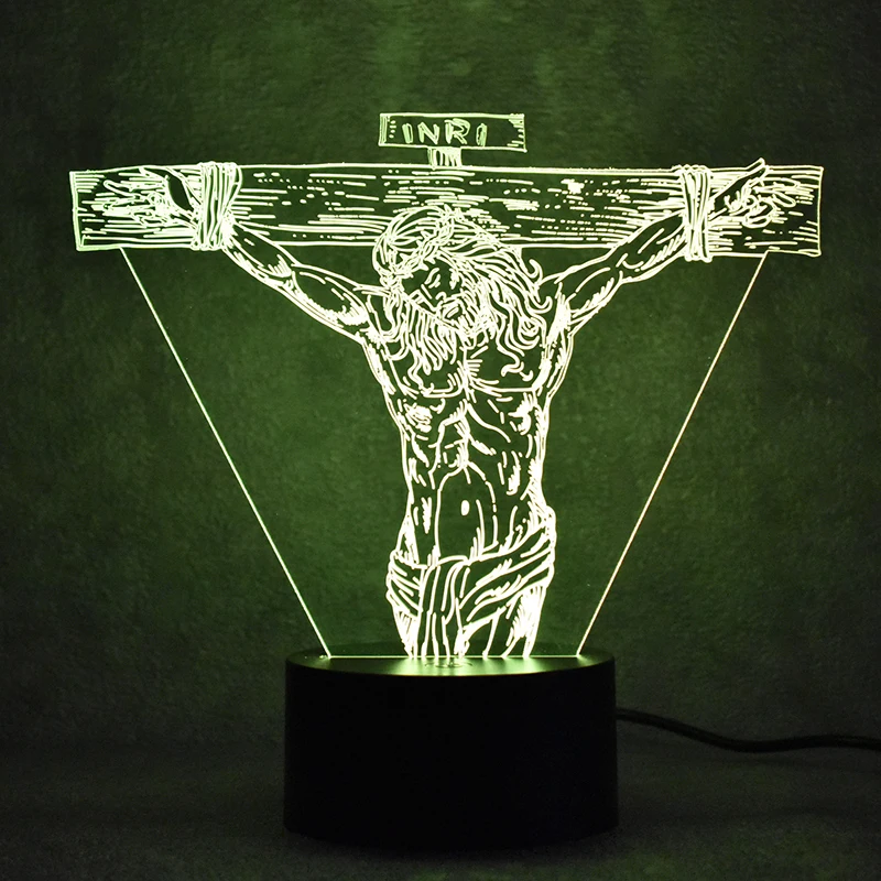 Перекрестная лампа Распятие Христа 3d светодиодная цветная настольная
