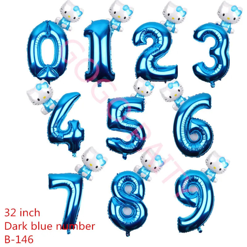 Dark blue number GOGO PAITY 2 шт./лот 32 дюйма номер фольги шары цифра воздушный шар Дети День рождения диких один украшения рисунок - Цвет: Dark blue number