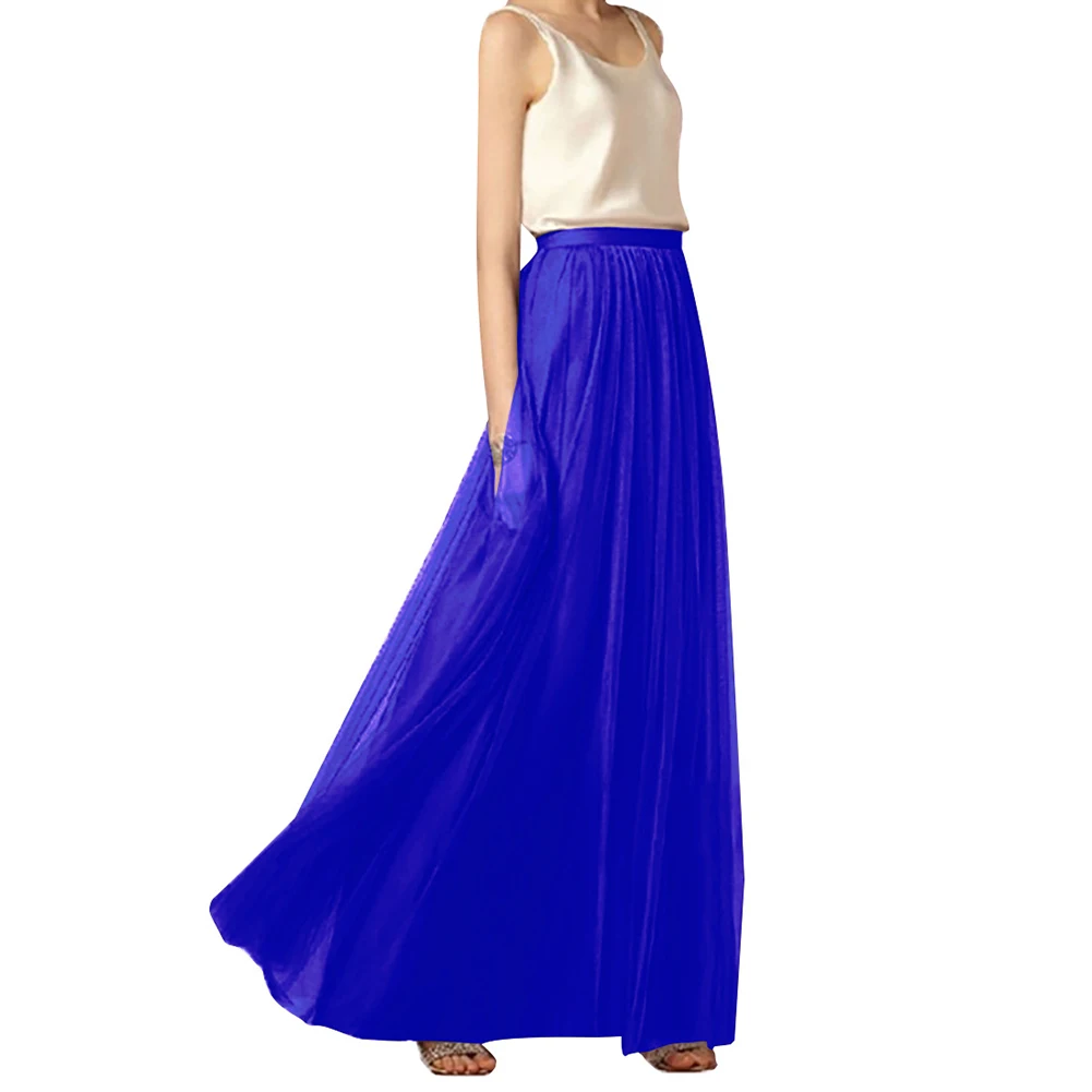 

Maxi Long Soft Tulle Skirt Wedding Bridesmaid Tutu Skirt Ball Gown 3 Layers Maxi Skirt Elegant Bohemian Skirts