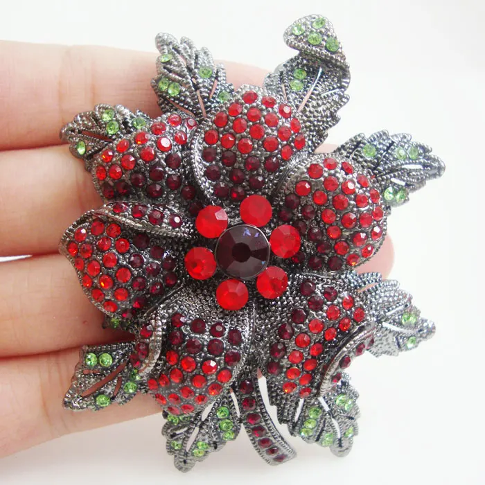 Винтажная Женская брошка 3 0 дюйма с красным кристаллом в виде Розы|flower brooch pin|brooch
