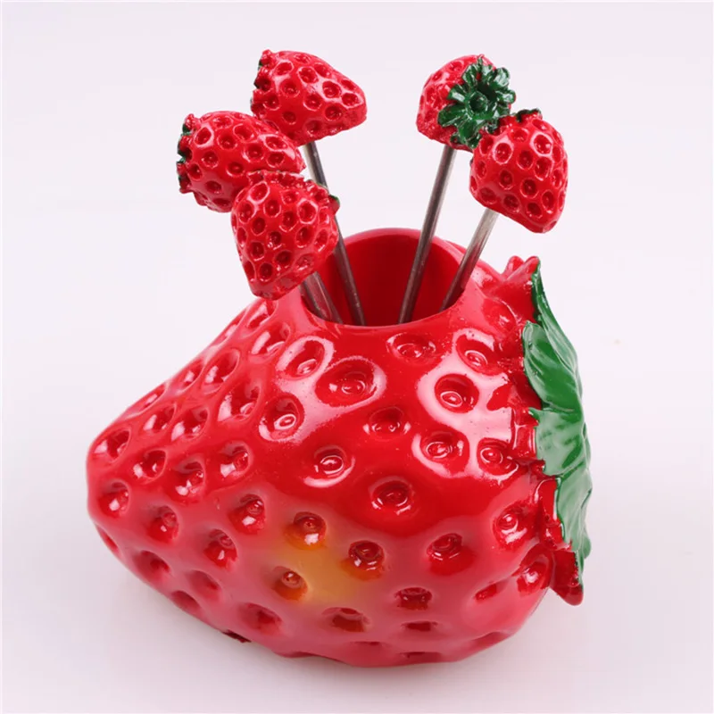 Strawberry QuickDone креативная милая форма в виде фруктов, фруктовая вилка из нержавеющей стали, фруктовая вилка многократного дизайна безопасно для здоровья кухня зубочистка AKC5121 - Цвет: Strawberry