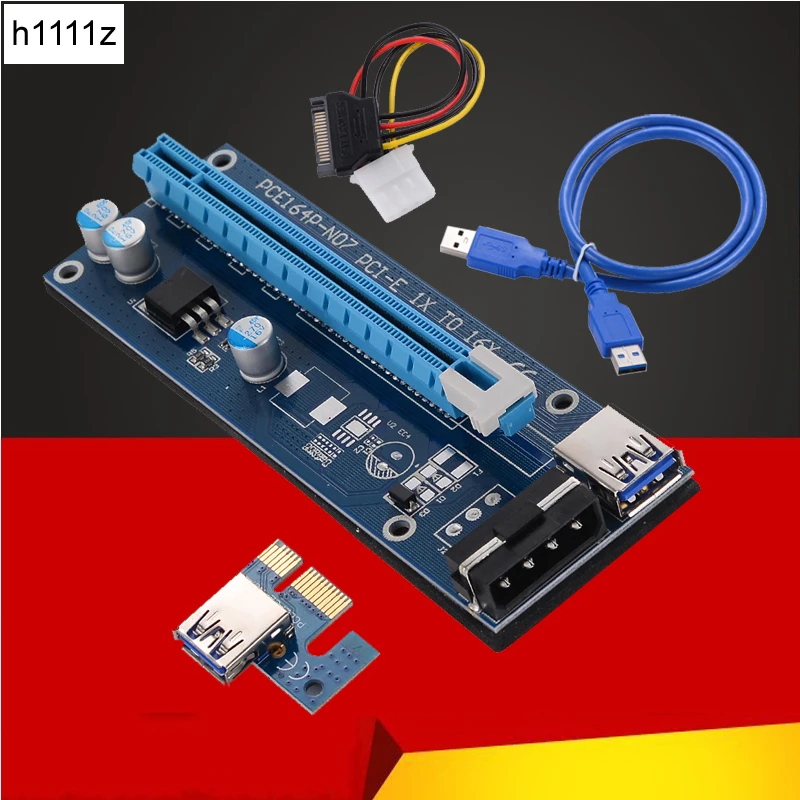 

New 30CM 60CM PCI-E PCI Express Riser Card 1x to 16x USB 3.0 Data Cable SATA to 4Pin IDE Molex Power Supply for BTC Miner Mining