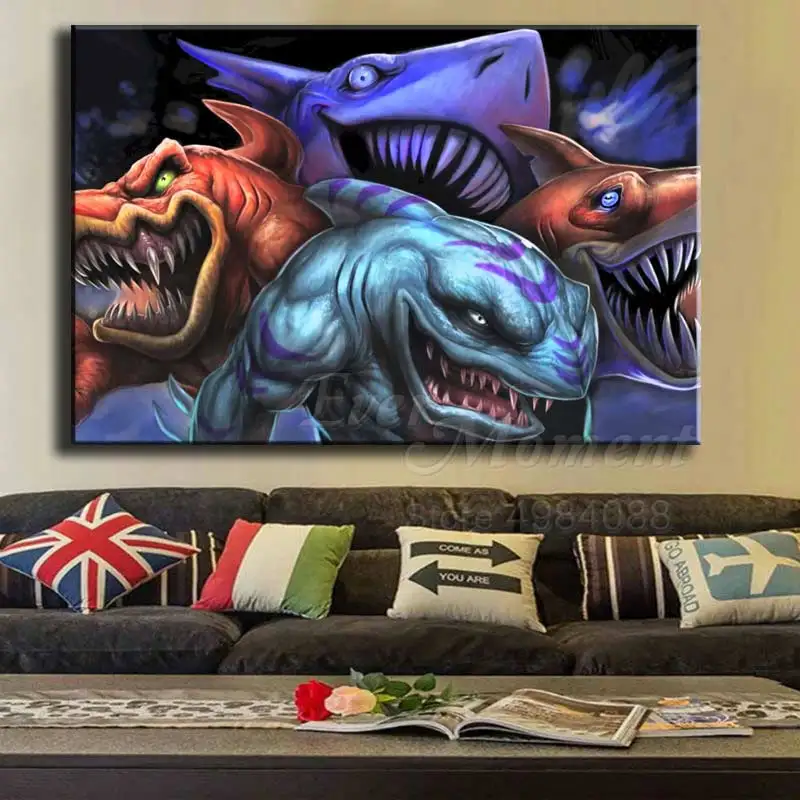 Алмазная живопись с острыми зубцами Акула 5D своими руками полная выкладка