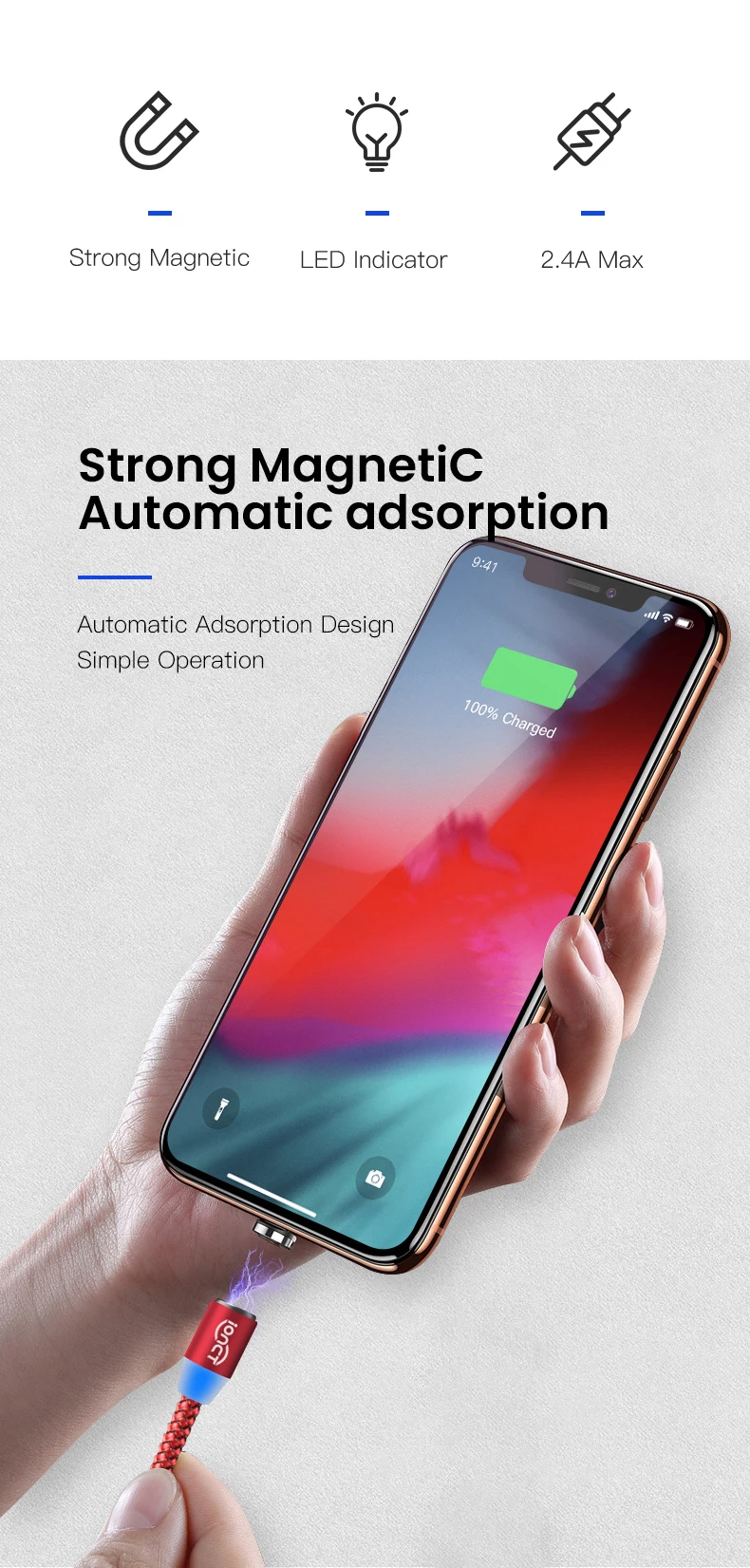 IONCT Магнитный кабель Micro USB кабель для iPhone Android type C кабель магнитное зарядное устройство Microusb USB C нейлоновый магнит Быстрая зарядка