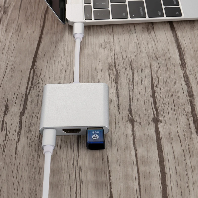 Адаптер 3 в 1 для Apple Macbook USB на PD 1080 HDMI 0|Кабели VGA| |