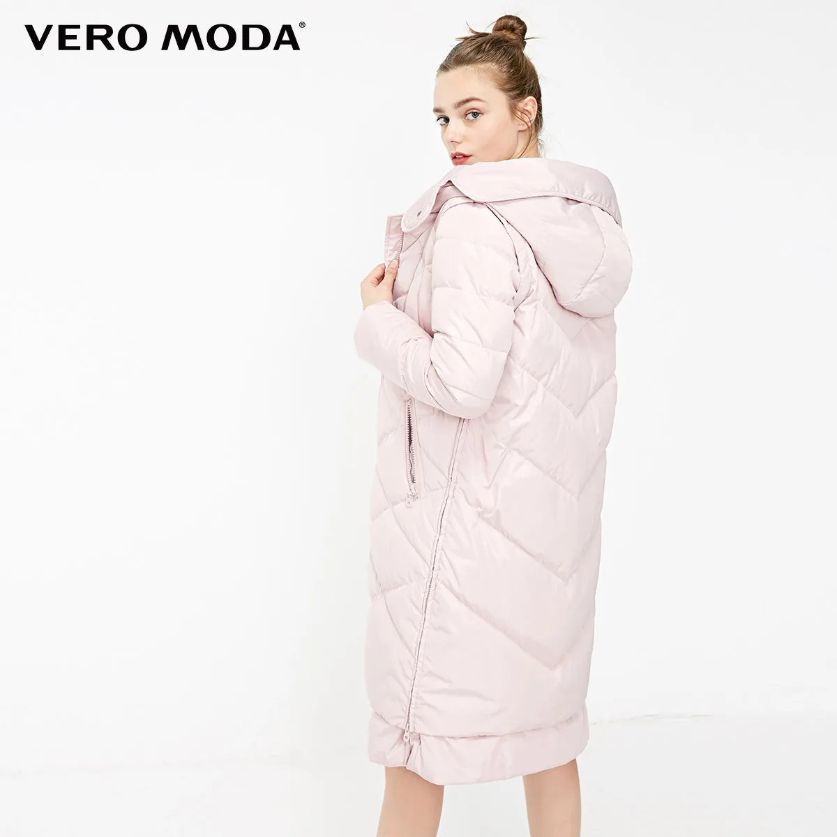 Vero Moda пуховик женский с капюшоном съемный рукав боковая молния плед длинный пуховик для женщин | 318312502