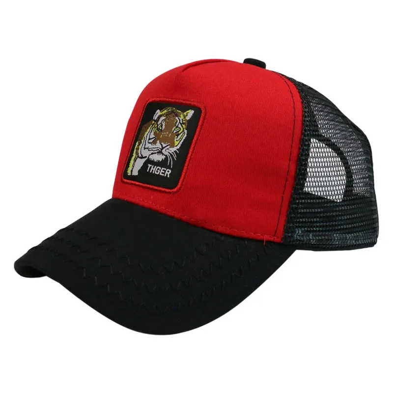 Winfox модные дышащие сетчатые Снэпбэк Шапки летние вышитые животные мужские