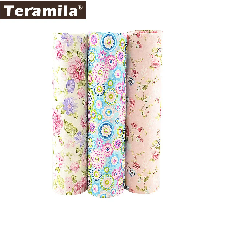 Teramila 3 шт./лот 40x50 см 100% хлопок ткань с цветком для шитья одежды постельные
