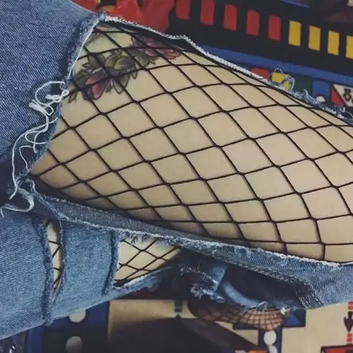 Новинка Модные женские черные сетчатые ажурные колготки с узором чулки синие