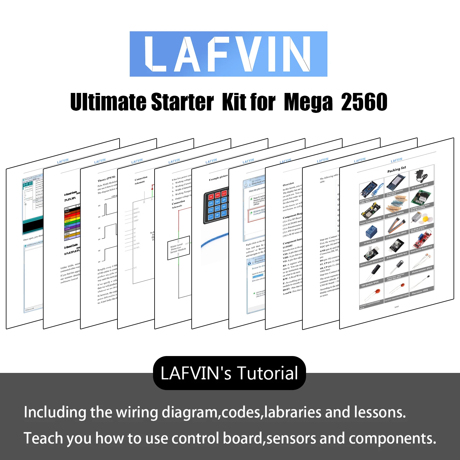 Полный стартовый набор для проекта Mega 2560 включая LCD1602 IIC ультразвуковой датчик