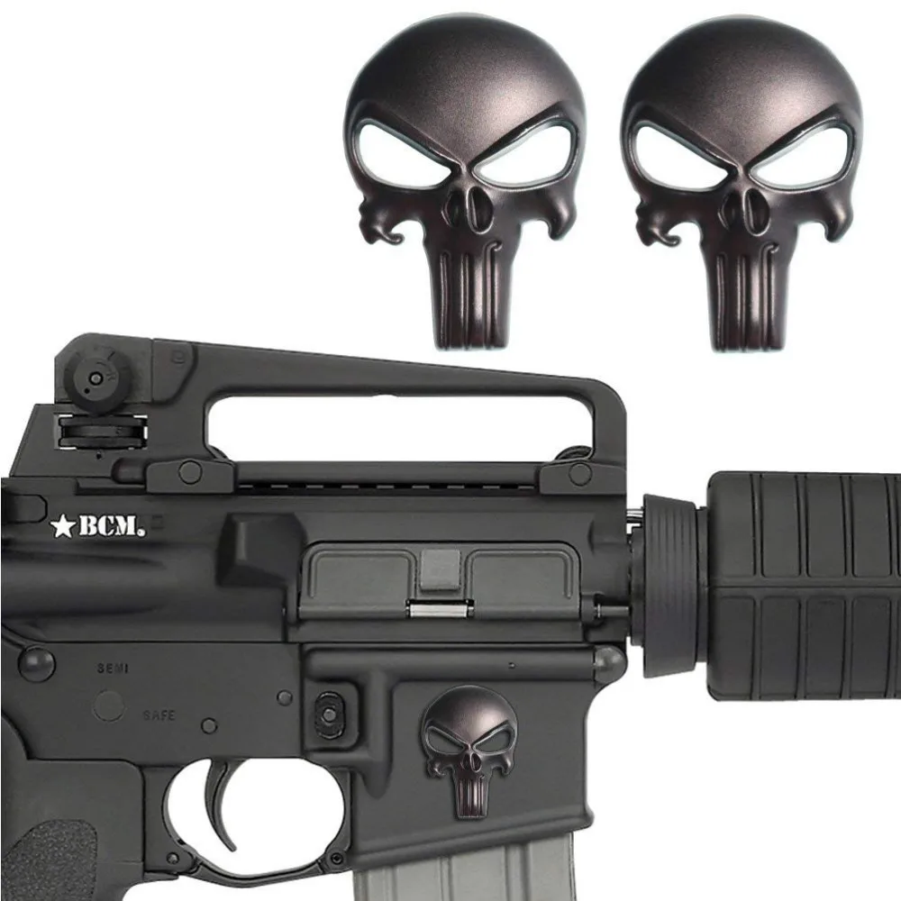 Каратель металлический значок magwell Наклейка металлическая наклейка Наклейка 3D мотоциклетная Автомобильная эмблема самоклеющаяся DIY Каратель Череп значки
