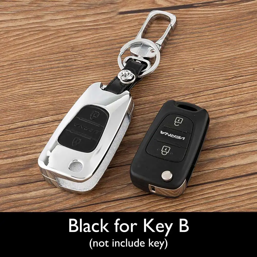 Black for Key B Цинковый сплав+ кожаный чехол для ключей автомобиля для hyundai iX20 IX30 IX35 I40 Iix25 Tucson Elantra Verna Sonata Kia K2 K5 Sportage - Название цвета: Black for Key B