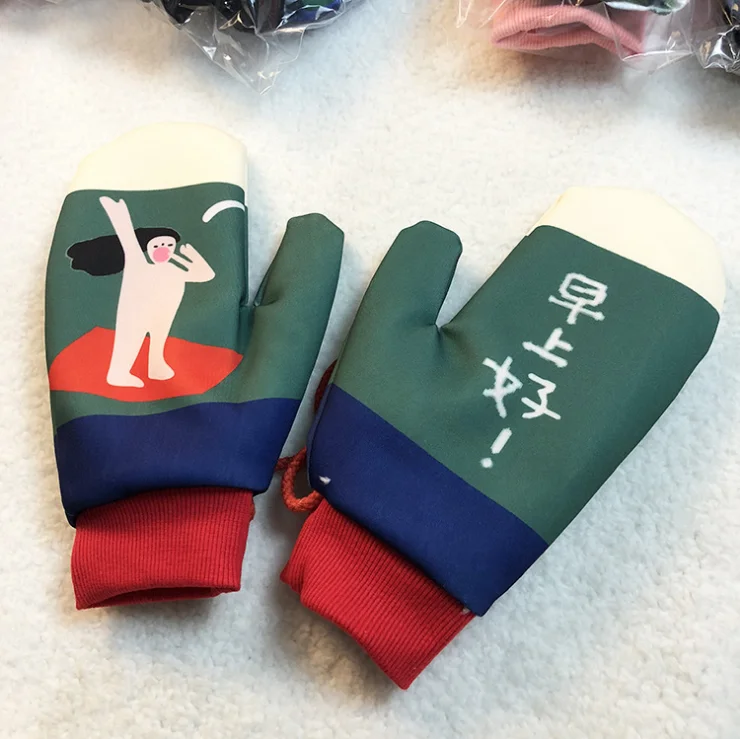 Новинка 2019 игривые теплые зимние перчатки уплотненные бархатные женские варежки