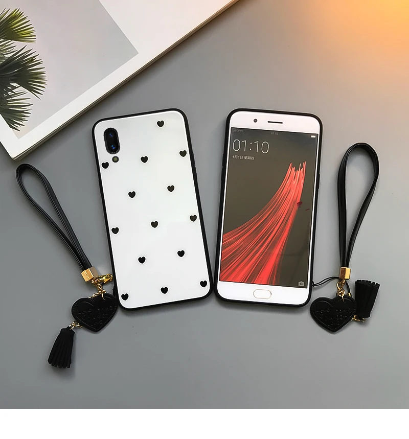 BONVAN чехол для Xiaomi mi 8 SE case закалённое защитное стекло сердце любовь Твердый переплет чехол на ксиоми mi 6 mi 8 lite кисточка ремешок случай защиты чехлы на телефон
