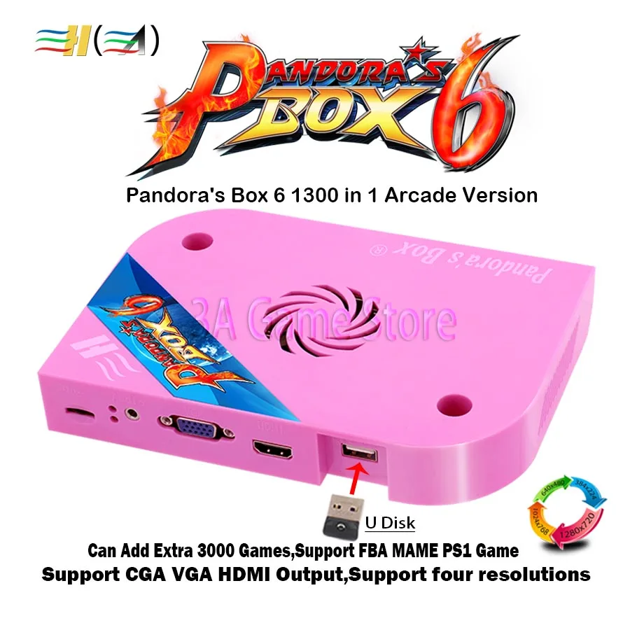 Pandora's Box 6 Arcade jamma board 1300 в 1 поддержка FBA MAME PS1 игра может дополнительно 3000 игр