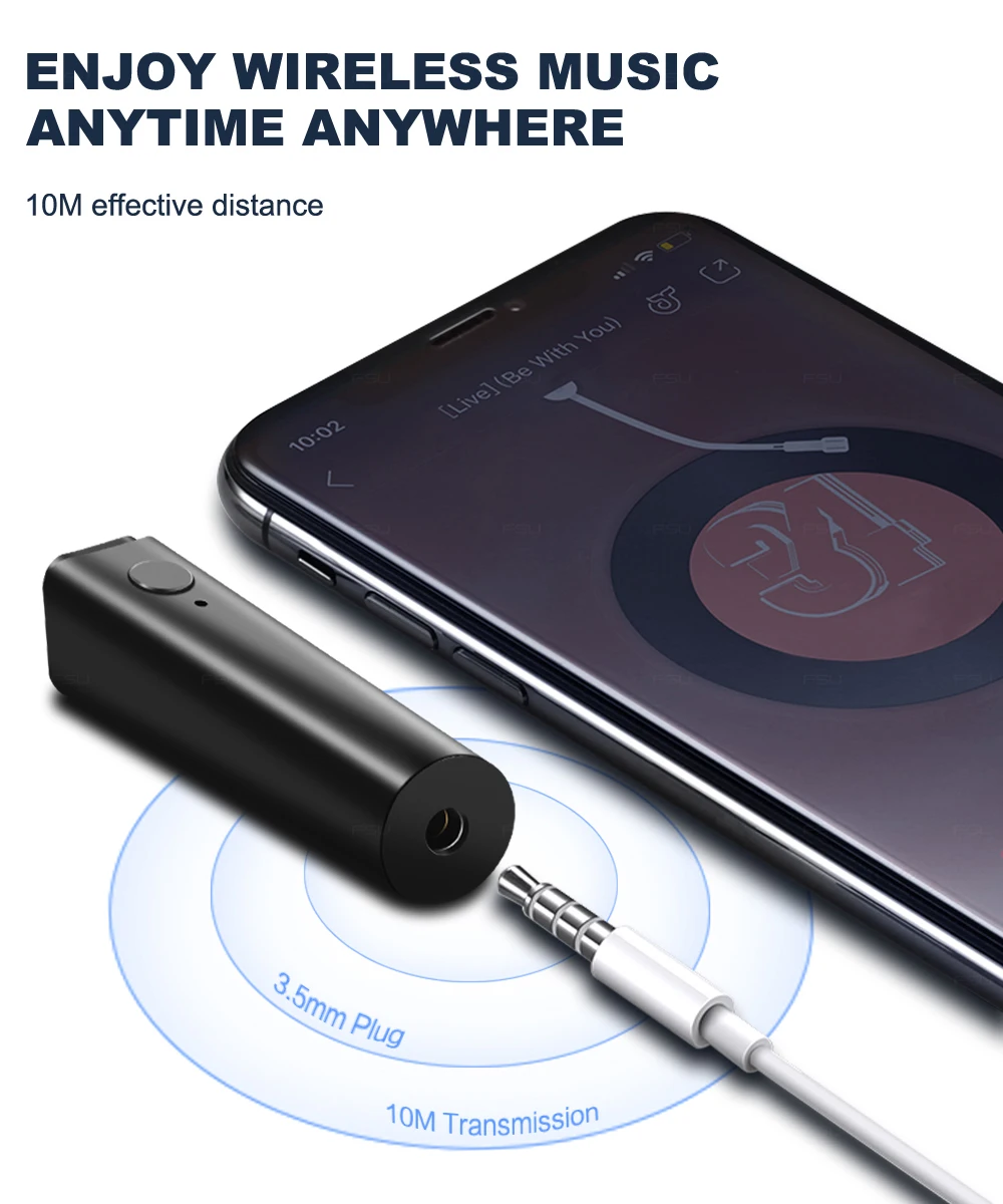 Bluetooth 5,0 автомобильный AUX приемник с 3,5 мм разъемом Громкая связь вызов аудио автомобильный комплект Авто музыкальные приемники для телефона наушники