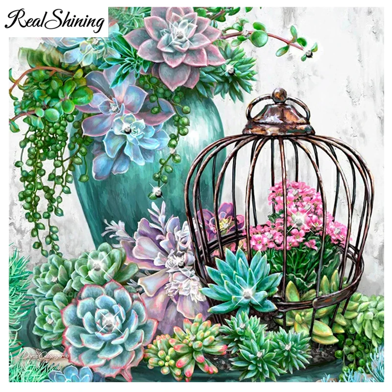 Алмазная мозаика сделай сам вышивка крестиком цветы суккуленты алмазная картина