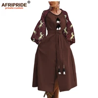 african print cloth casual dress for women afripride bazin richi lantern sleeves ankle length split women dress a1925016