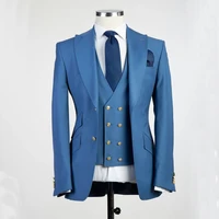 two buttons big pesked lapel tuexdos mens suit blazers groomsmen custom made costume homme suits men ternos jacket pants vest