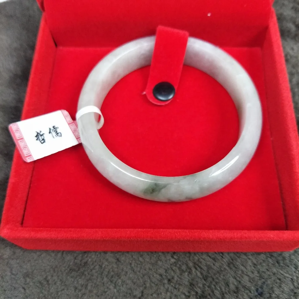 

Zhe Ru Jewelry Pure Natural Jadeite Bracelet Elegant Natural Green Violet 54-62mm Female Gift Send A Certificate