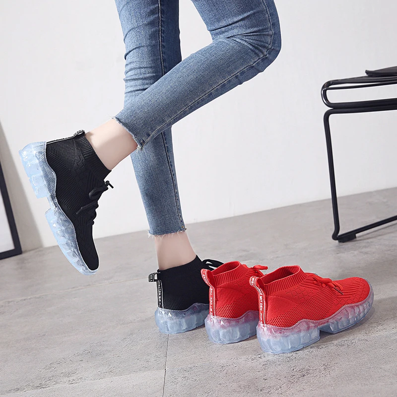 Женские кроссовки с прозрачной подошвой повседневные спортивные удобные Zapatos De