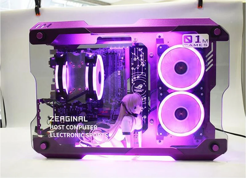 DIY полностью алюминиевый сплав PC игровая подставка из закаленного стекла MATX водяное охлаждение компьютерное шасси gamer gabinete computador