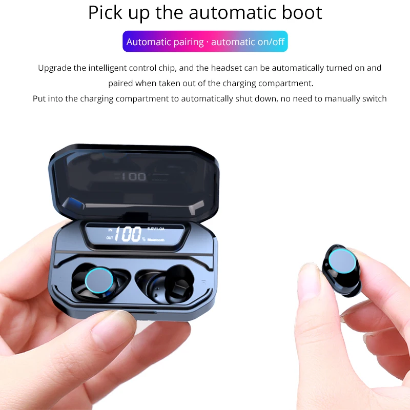 G02 TWS 5,0 Bluetooth 9D стерео наушники беспроводные наушники IPX7 водонепроницаемые наушники 3300 мАч светодиодный умный внешний аккумулятор держатель для телефона