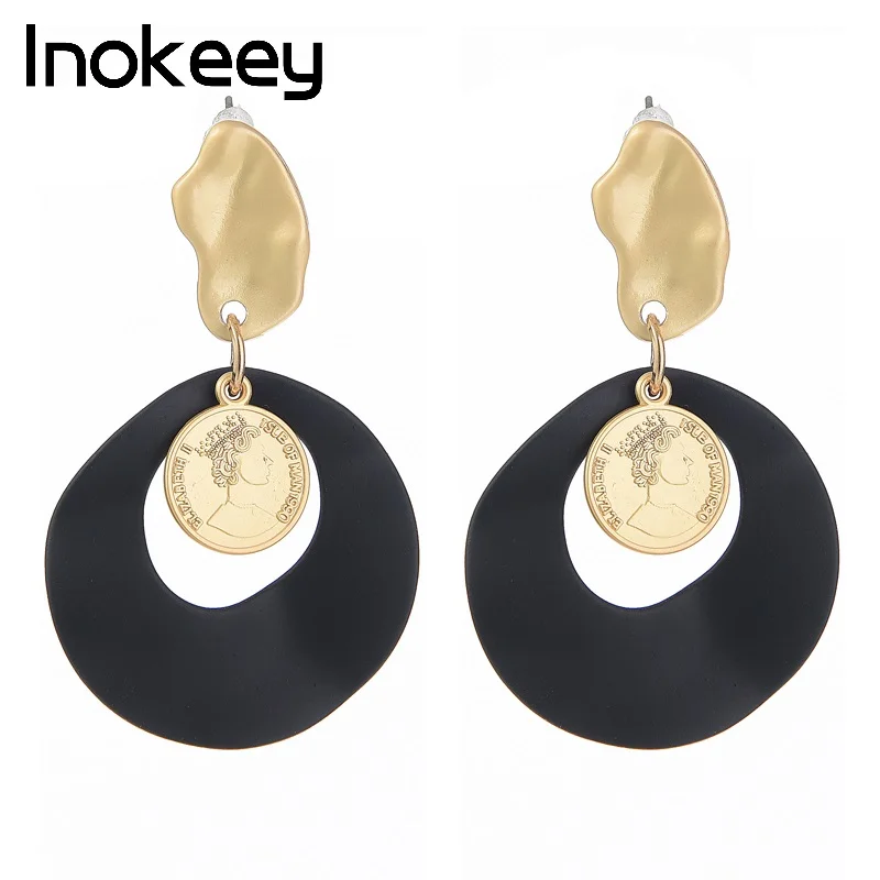 Женские серьги Inokeey Boho круглые капельки в форме монеты ювелирное украшение виде