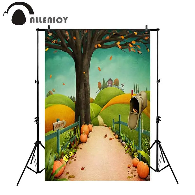 

Allenjoy fairy tale photography background Halloween pumpkin village autumn backdrop photobooth photo shoot props photocall new