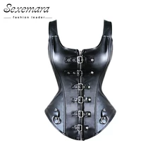 leather harness court shaper overbust corselet black women sexy lingerie erotic top corsets bodice corsage bustier dress