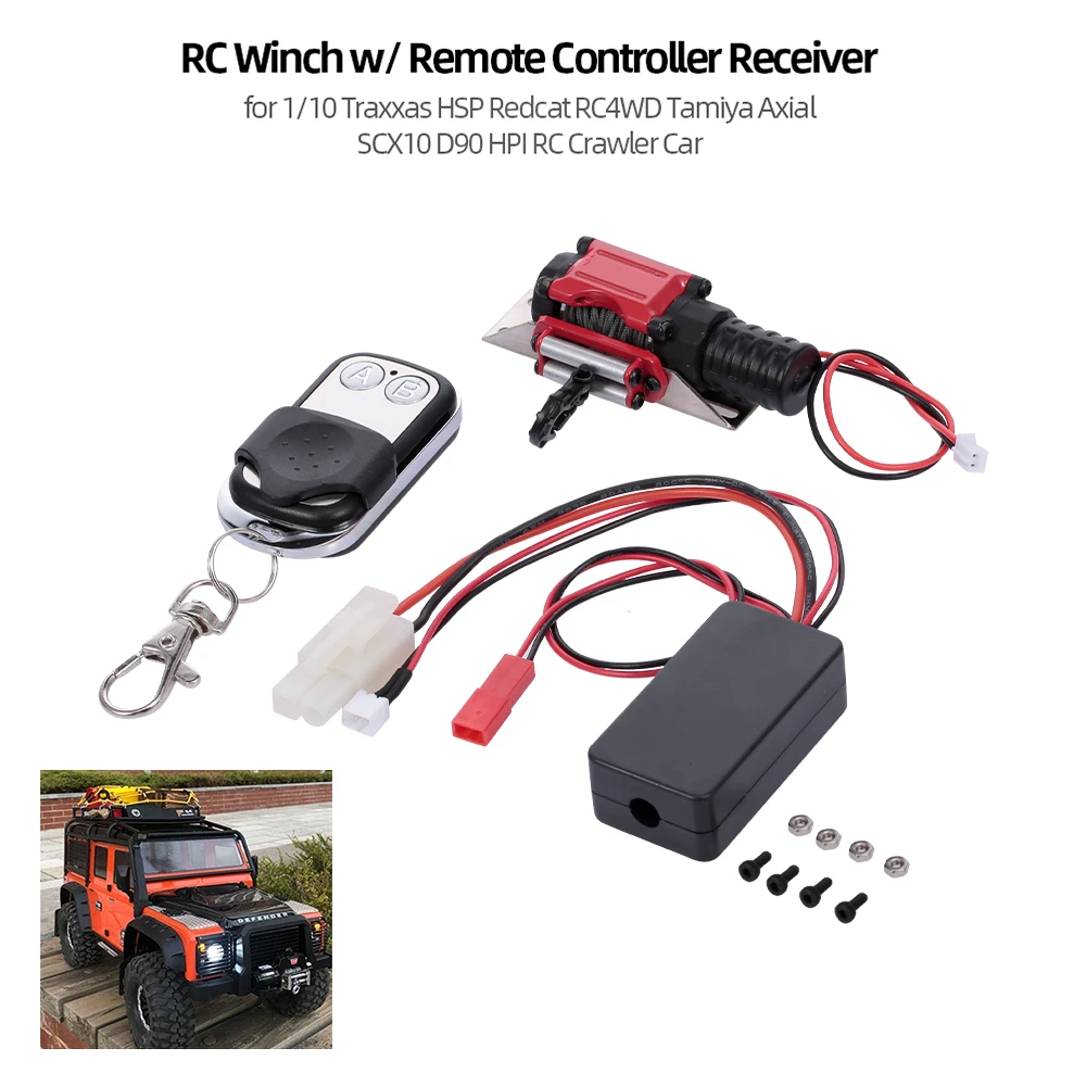 

RC Winch with Remote Controller Receiver for 1/10 Traxxas HSP Redcat RC4WD Tamiya Axial SCX10 D90 HPI RC Crawler Car