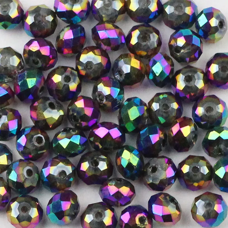 Multi color WLYeeS метализированный цвет 6 мм бусины Австрийские хрустальные бусины, 50 шт в наборе, плоские круглые стеклянные бусины с большим отверстием для собственноручного Для женщин изготовление браслета ожерелья - Цвет: Multi color
