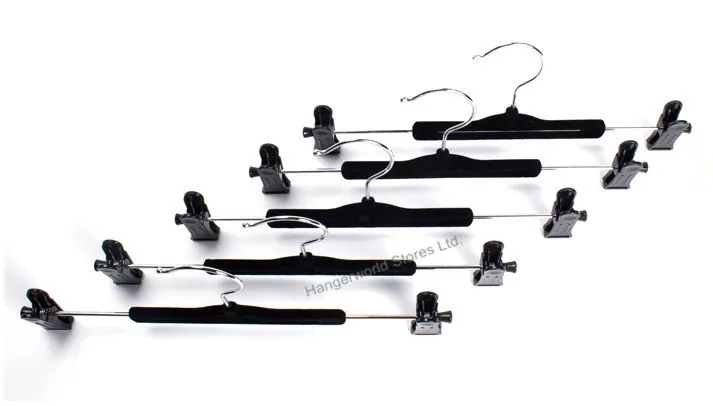 Флокированный черный бархат вешалку с зажимами для штанов и юбок (20 шт./лот)|hangers