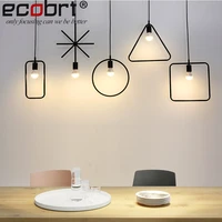 ecobrt vintage loft pendant light lamps modern industrial iron haning lights fixtures in living room black color