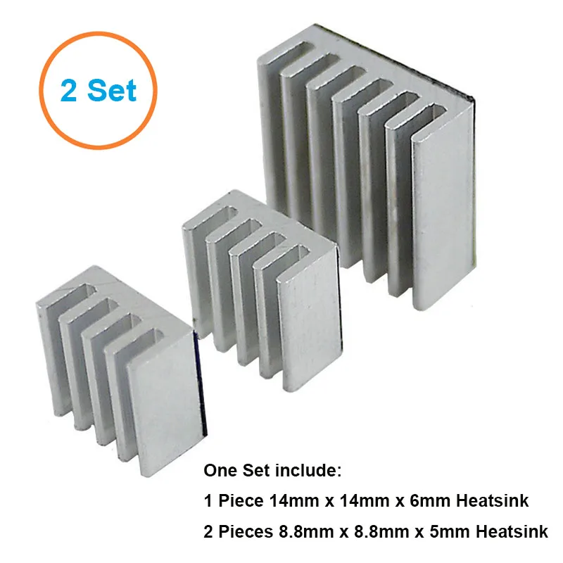 2 набора/6 шт. алюминиевый радиатор для ЦП и ОЗУ LAN мини ПК Raspberry Pi A + B охлаждение