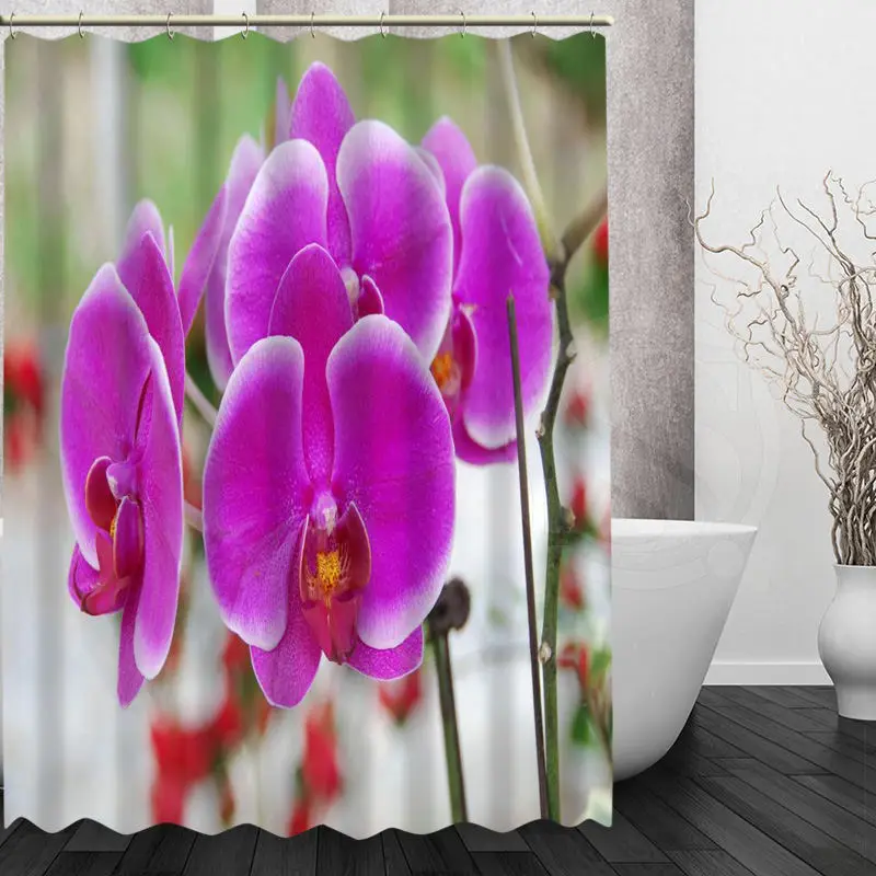 

Custom Elegant Orchid Flower Shower Curtain Modern bathroom Bath screens Curtains