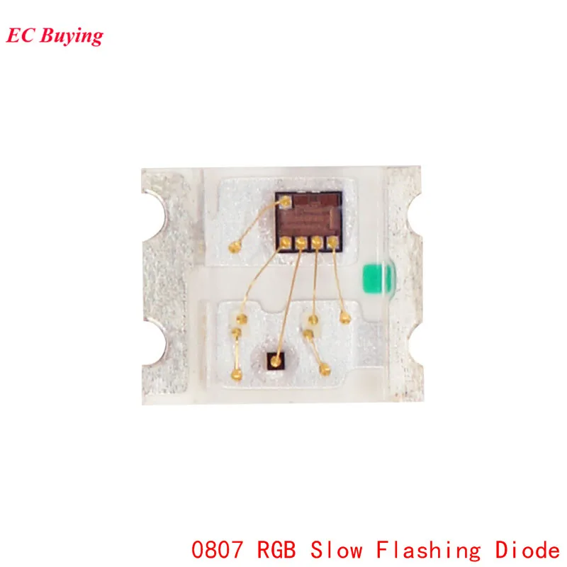 100 шт. 0807 RGB SMD Светодиодная лампа 0805 RGB медленно мигающий диод красочные диоды вспышка DIY