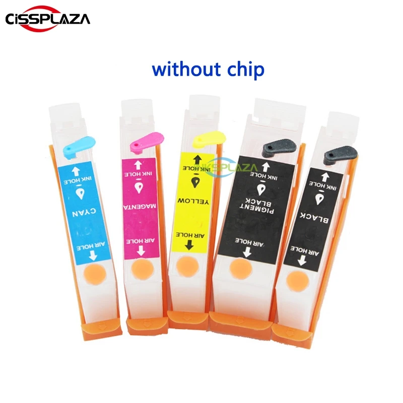 

CISSPLAZA 5pcs compatible For CANON IP4000 IP5000 i860 MP870 MP710 MP780 MP760 MP750 refillable ink cartridge without chip
