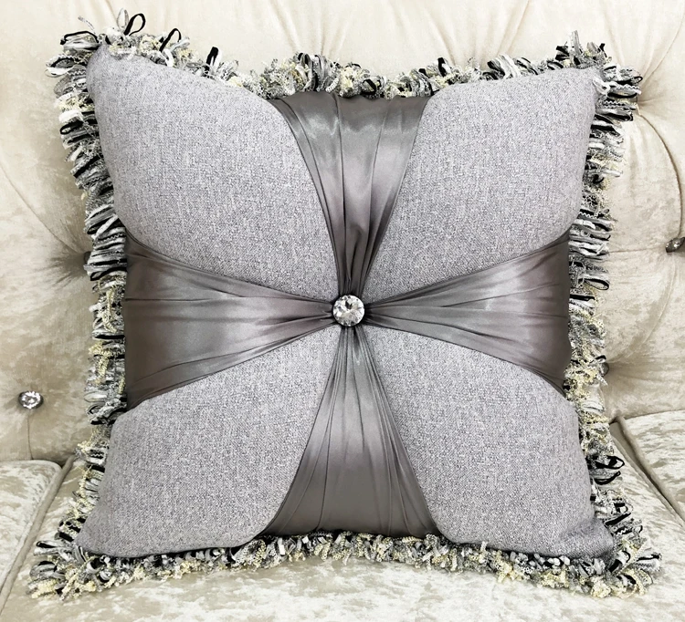 NEW Europe linen square pillow cushion velvet add filling tassel handmade home car bed sofa living room dec wholesale FG1133