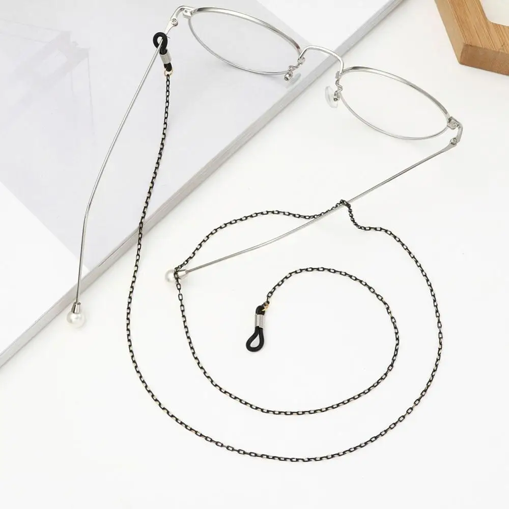 Черные очки с металлической цепочкой женские и мужские солнцезащитные шнурок