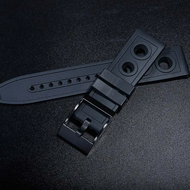 black Хорошее качество резиновый ремешок для Breitling XB0170E4 | BF29 | 257S | X20D. 4 Мужские часы ремешок 22 мм синий черный булавка пряжка - Цвет ремешка: black