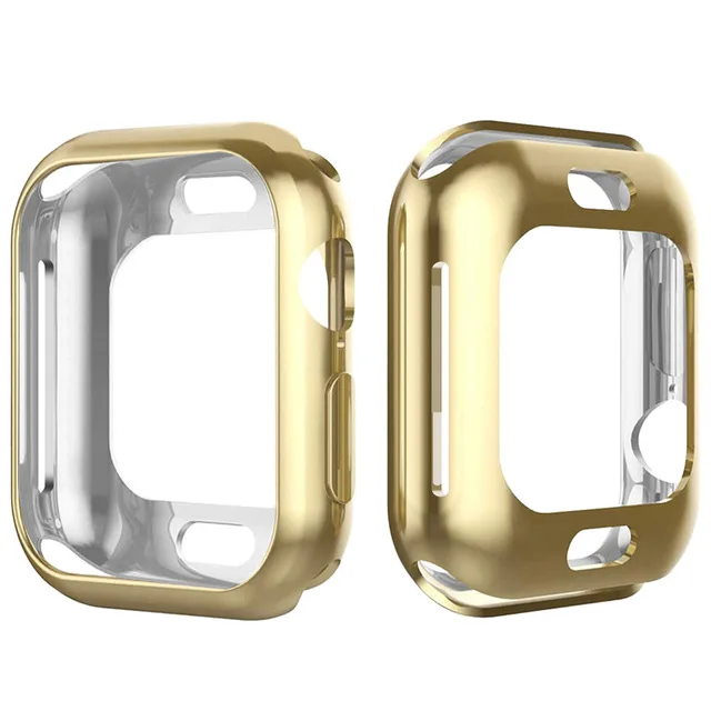 360 градусов Тонкий чехол для часов для Apple Watch, версии 4 44 мм 40 мм чехол мягкий прозрачный TPU Экран протектор для наручных часов iWatch, 4 серии защитный чехол - Color: Gold