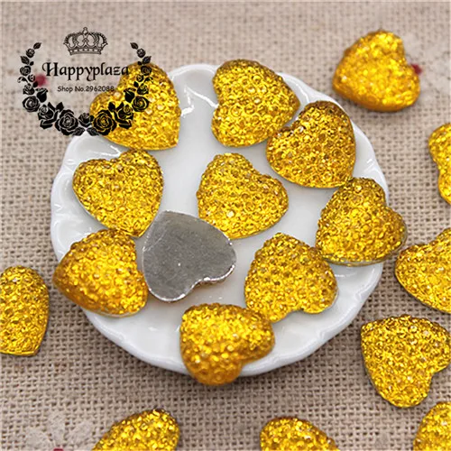 yellow 100pcs 100 шт 11 мм полимерные блестящие стразы в форме сердца с плоской задней стороной кабошон Сделай Сам Скрапбукинг телефон/свадебное украшение ремесло - Цвет: yellow 100pcs